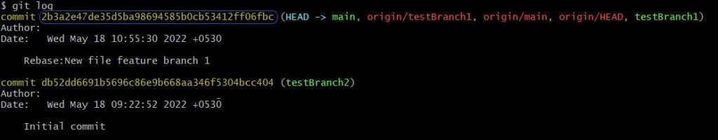 git Merge Feature Branch1 Rebase Merge Commit Log