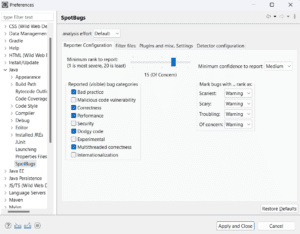 spotbugs eclipse setting