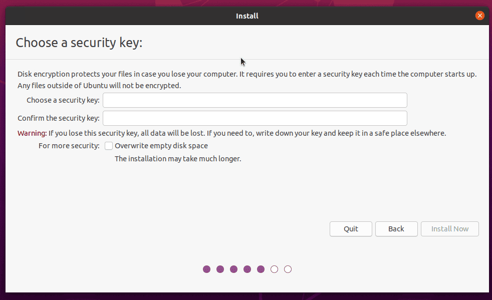 Passcode for encryption