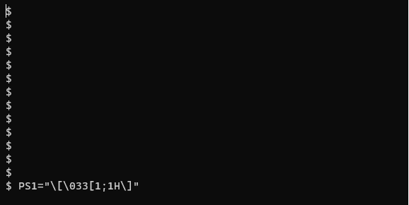 Move terminal cursor to the first line and column