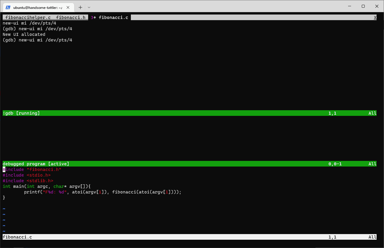 Vim Termdebug plugin - default layout