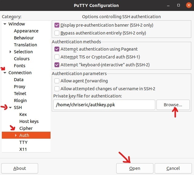 Select authentication key file