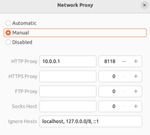 Manual proxy configuration