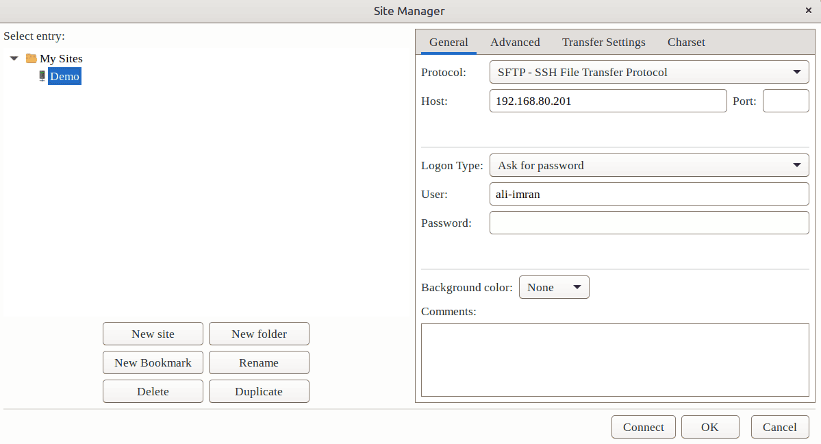 Connecting to the FTP server.