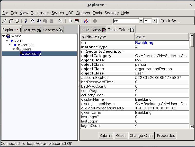 jxplorer Listing User Attributes