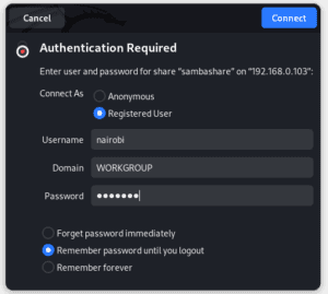 image showing samba authentication