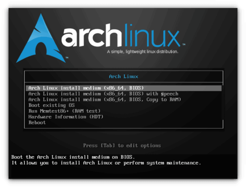 Arch Linux Boot Screen