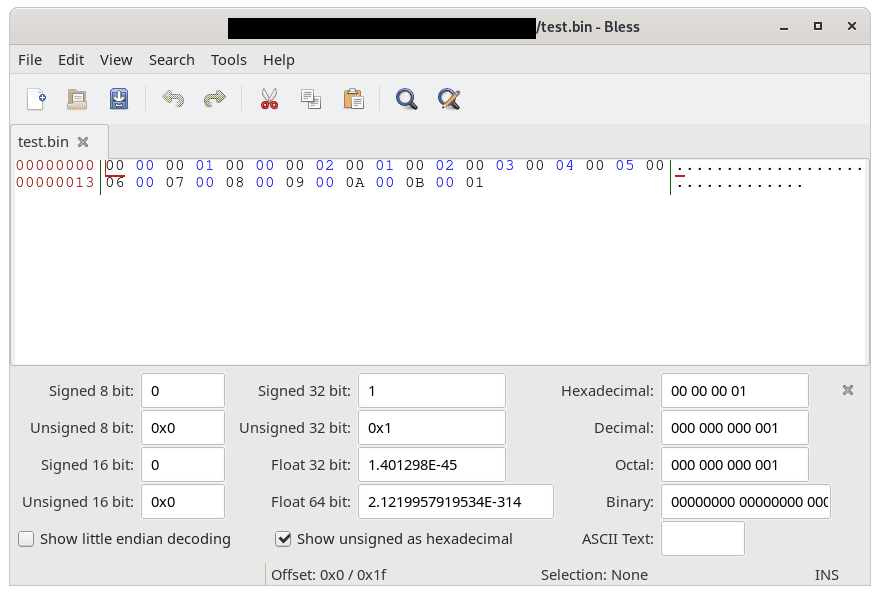 Bless hex editor
