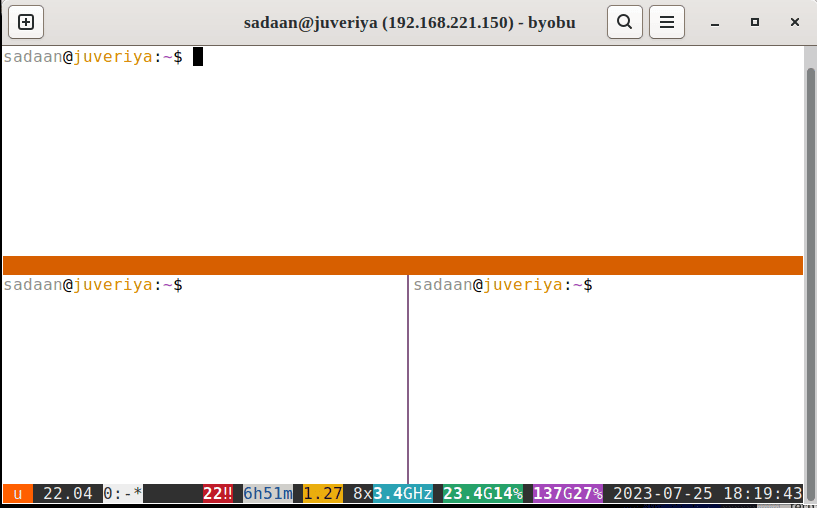 Multiple terminals in Byobu