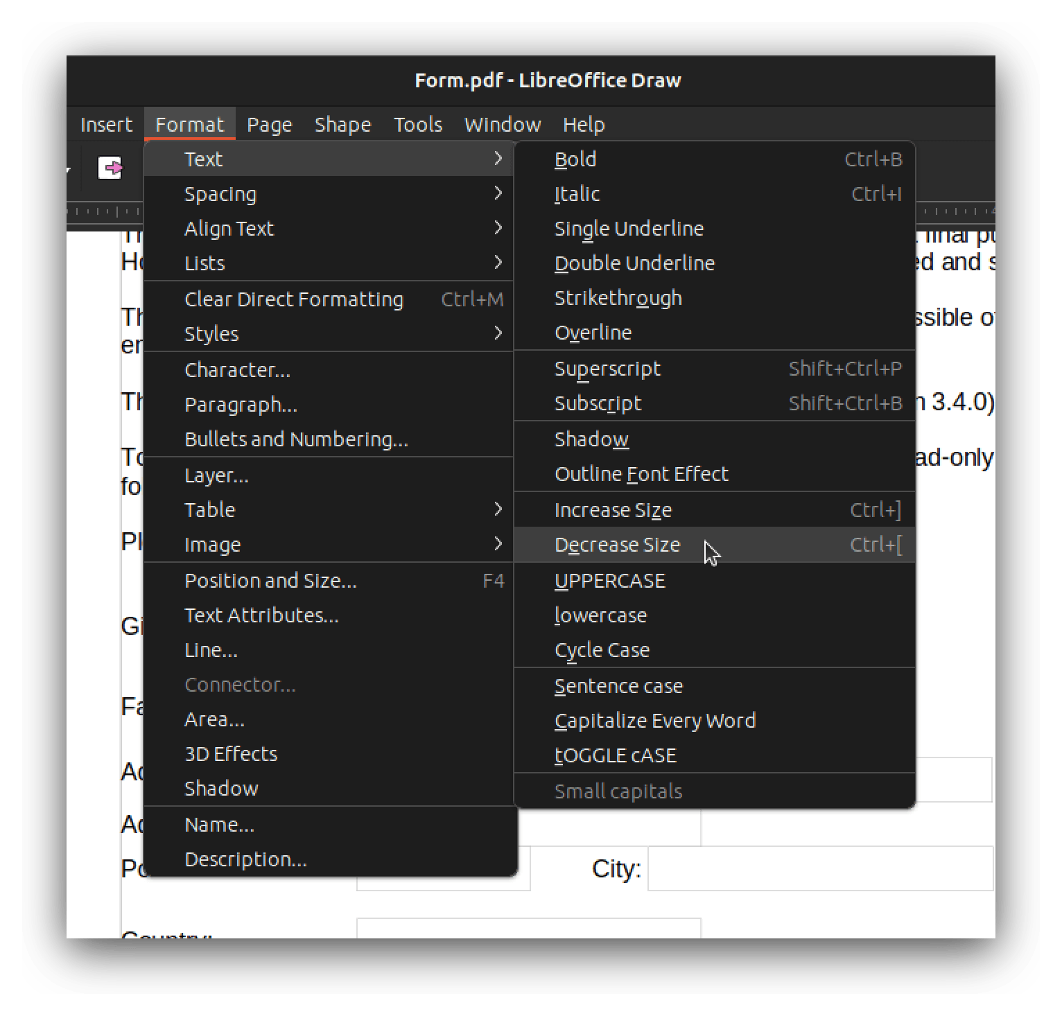 Draw Decrease Text Size