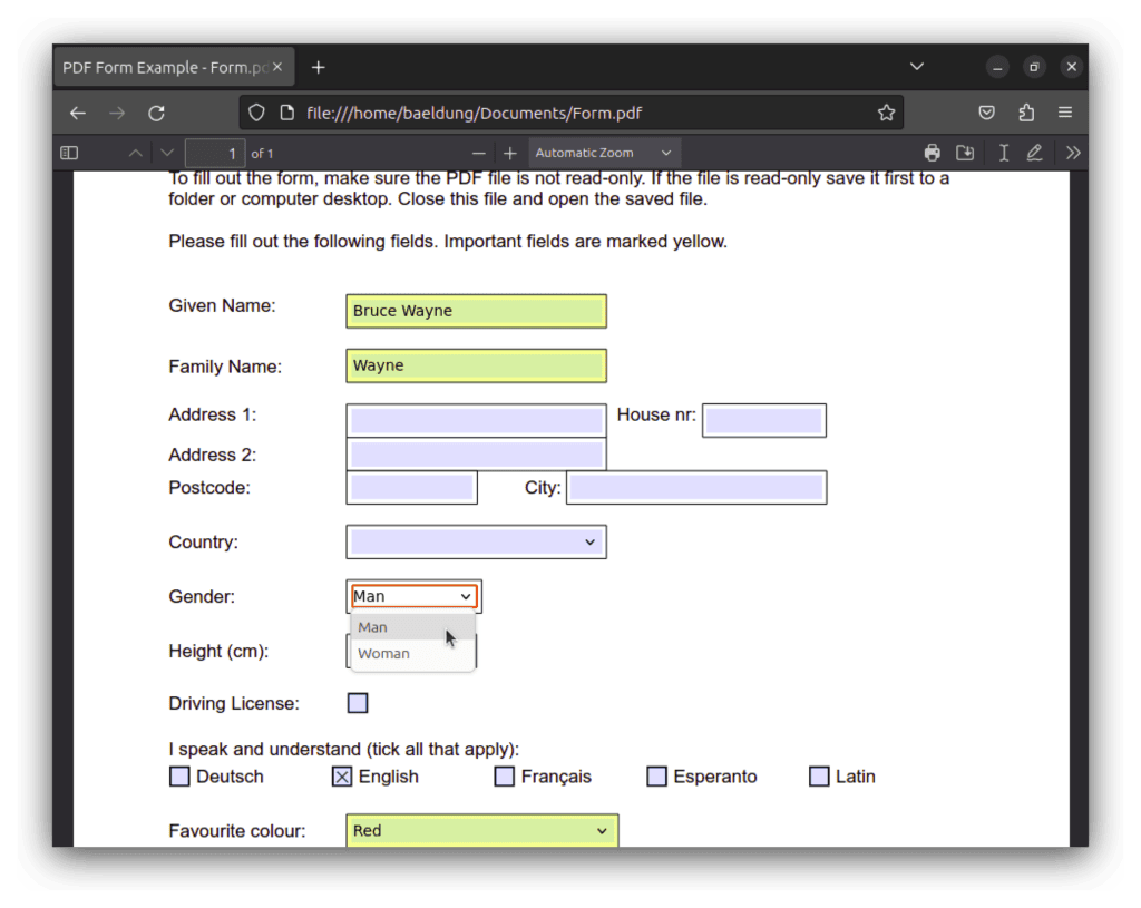 Firefox PDF Form