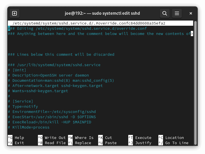 systemctl editor ready for preparing the drop in file