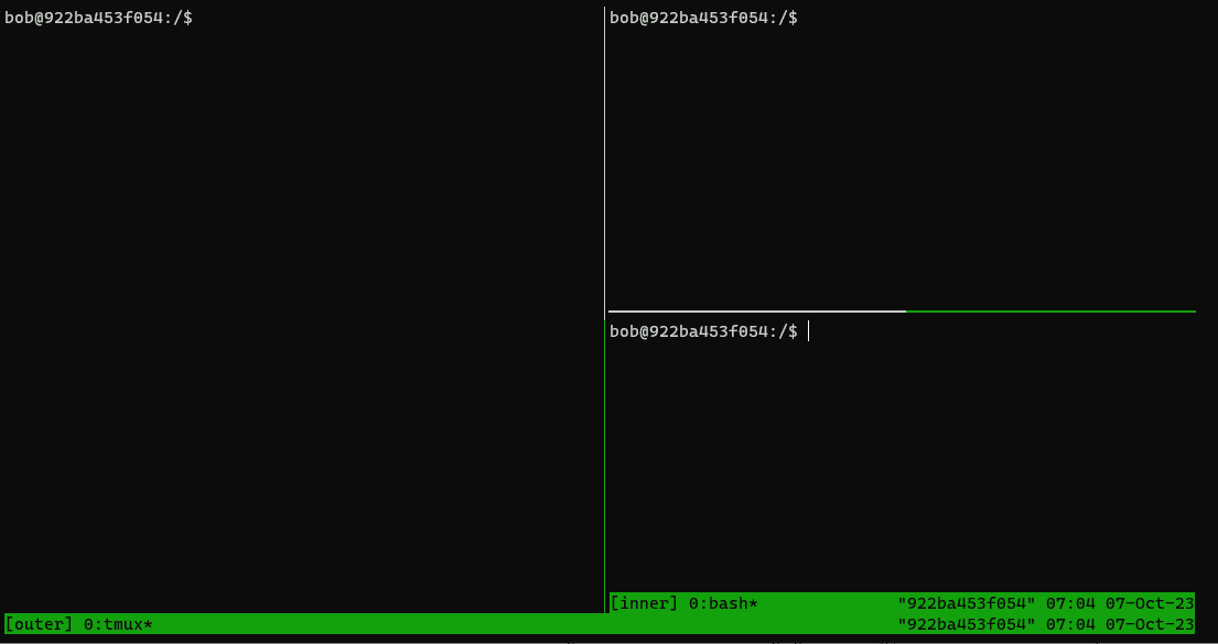 nested tmux sessions split inner