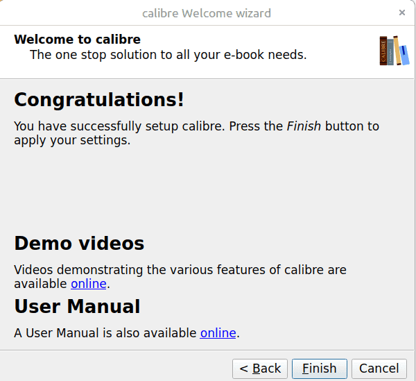 Finalizing Calibre installation