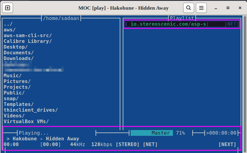 MOC main window