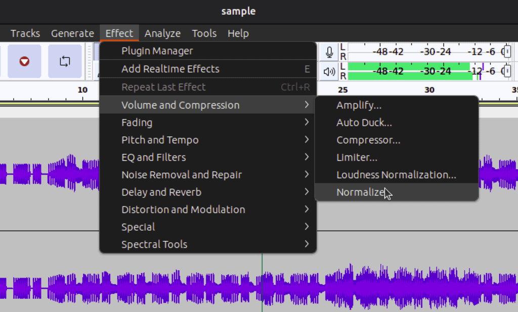 Audacity: Normalize Effect