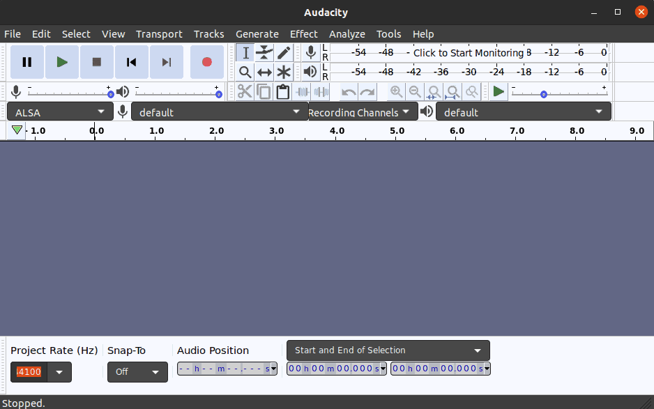 Audacity main window