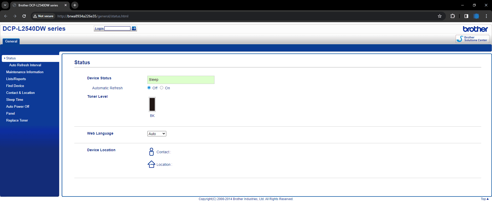 Open Network Printer in web browser