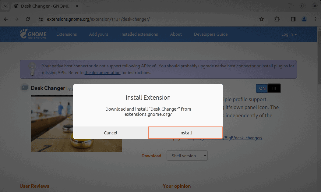Installing Desk Changer Extension on Linux
