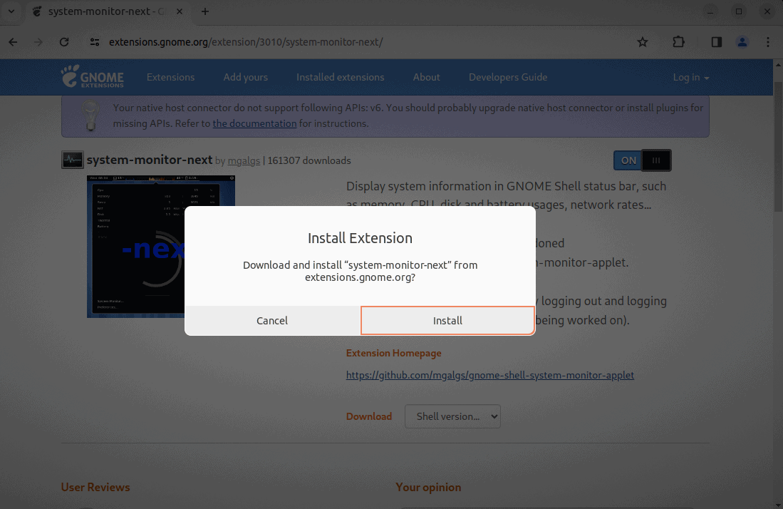Installing system-monitor-next extension on Linux