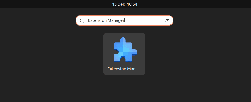 Launching Extension Manager via Activites menu on Linux