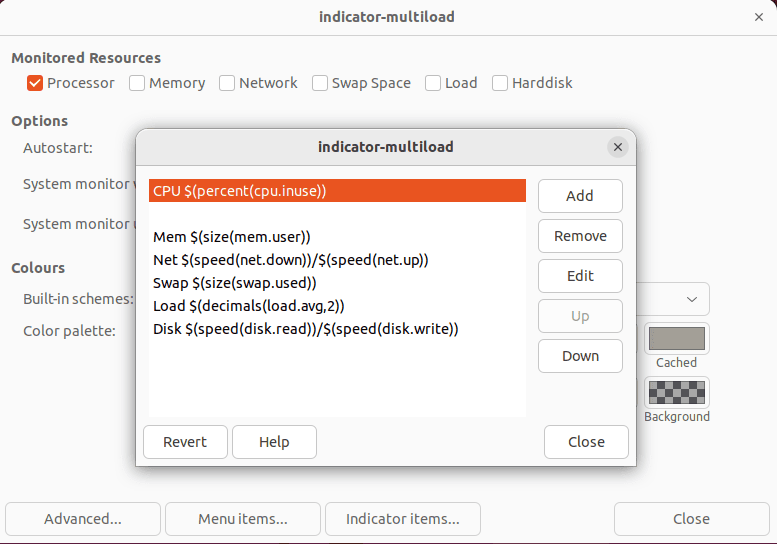 Moving CPU entry up in system load indicator on Linux