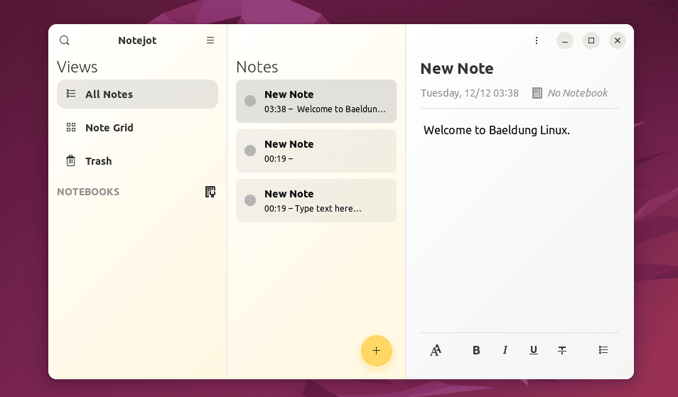 Notejot Sticky Note Main Interface