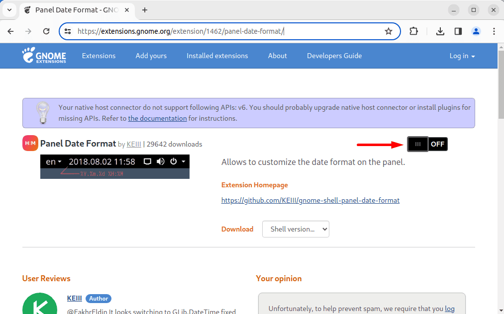 downloading panel date format extension on linux