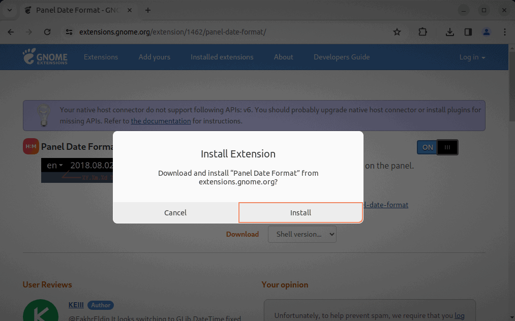 installing panel date format extension on linux