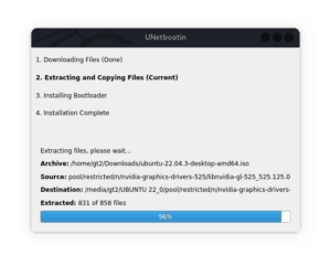 unetbootin extracting and copying files to bootable usb