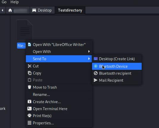 Send Files via Bluetooth Device from Linux