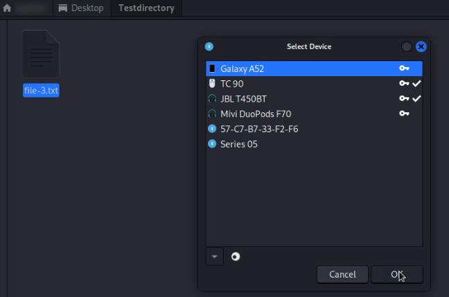 Select Target Bluetooth Device to Send File From Linux