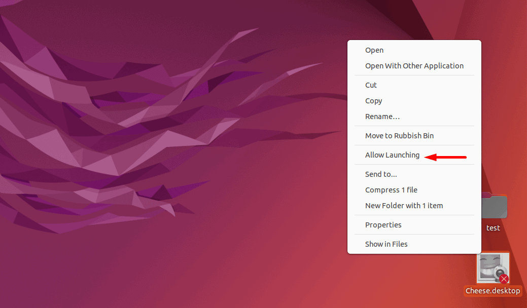 allowing cheese desktop shortcut to launch
