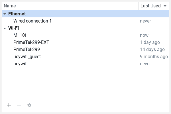 interface of the network connections tool that shows all the network connections