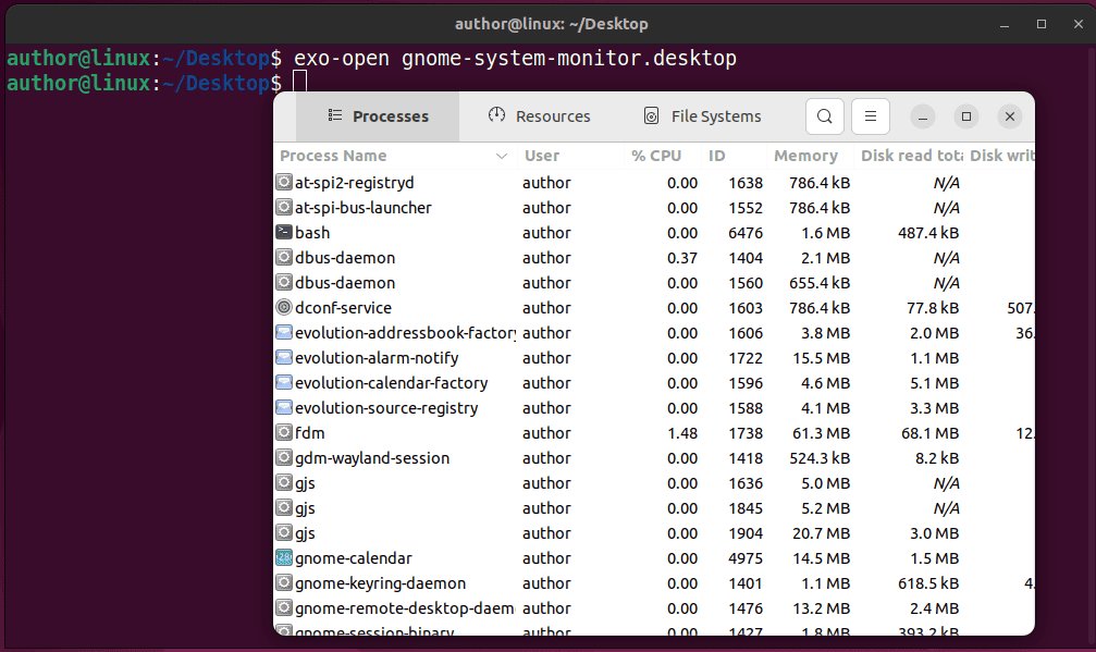 launching .desktop file using exo-open command