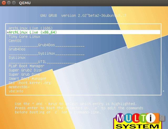 MultiSystem Boot Screen