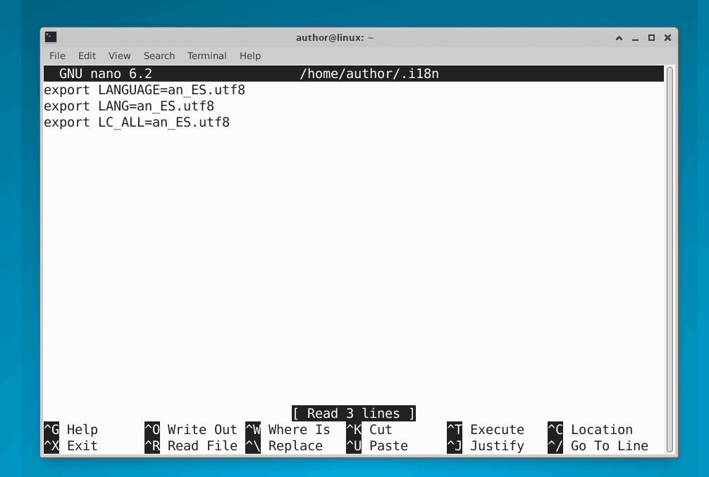 saving .i18n script in xfce