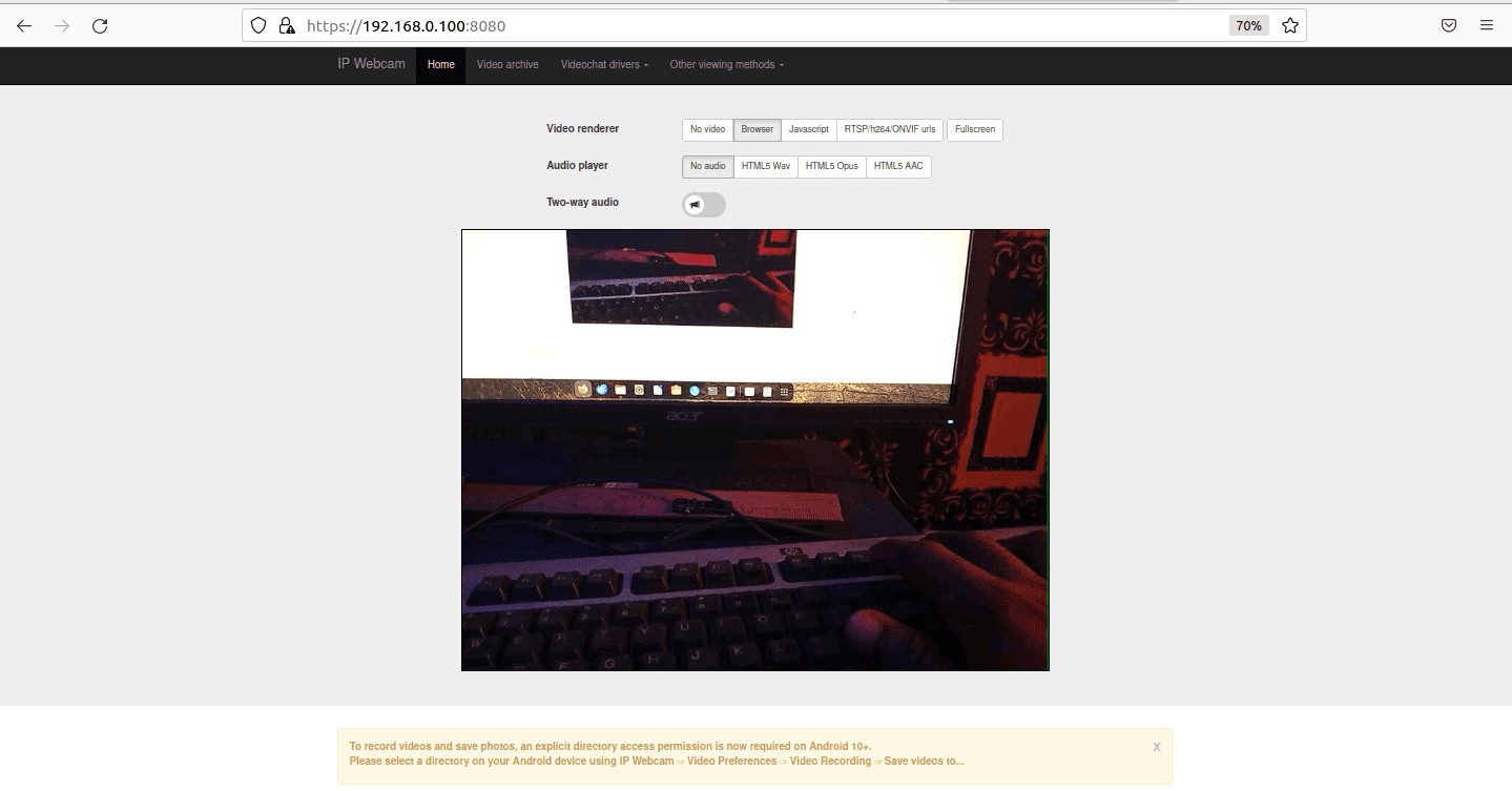 IP webcam browser