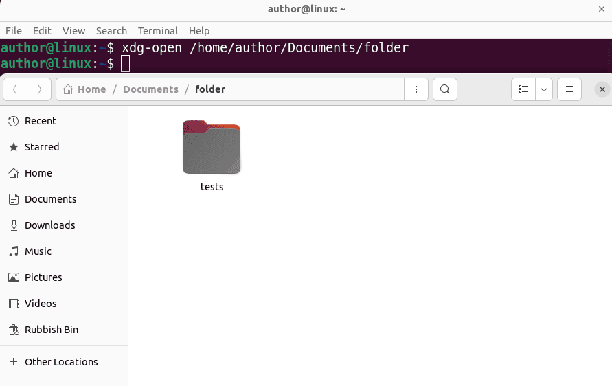 Opening a directory using xdg-open command in Linux