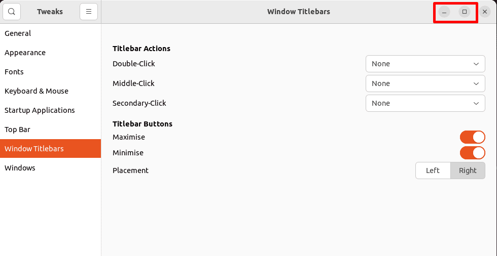 Vviewing maximize and minimize button in GNOME shell window