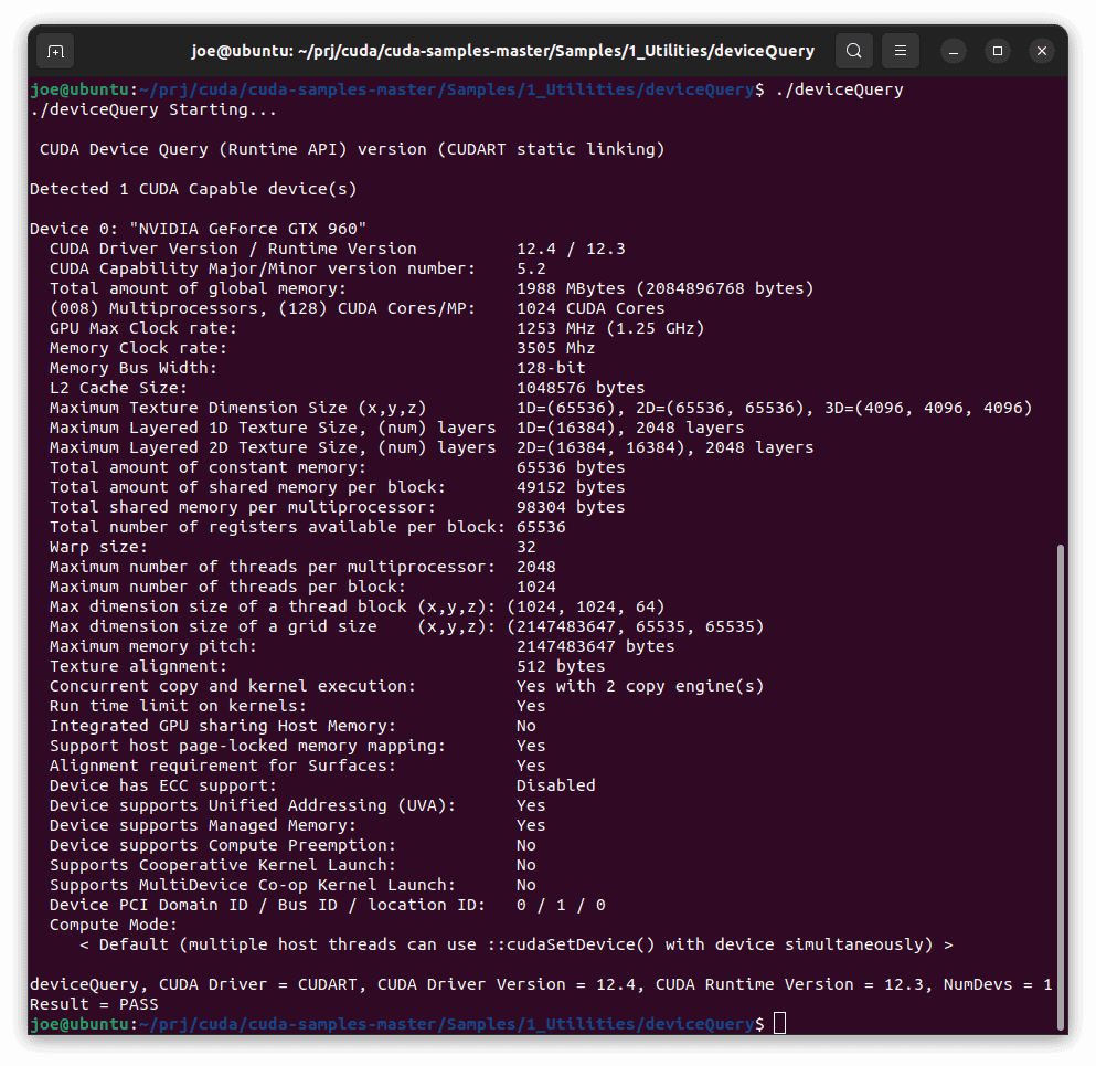 CUDA deviceQuery result