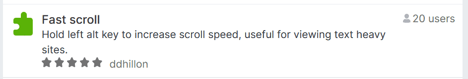 Fast scroll browser extension