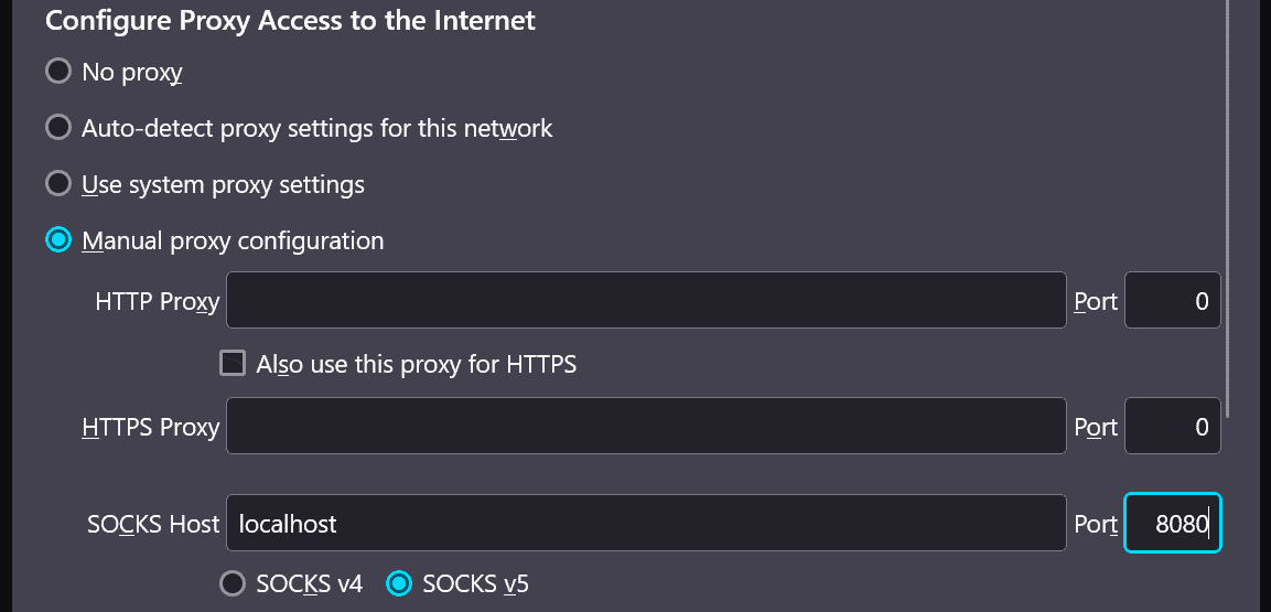 Proxy Configuration on Firefox