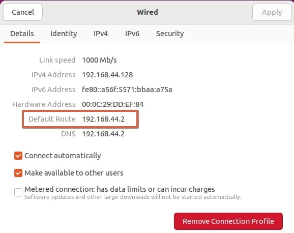 Network adapter properties