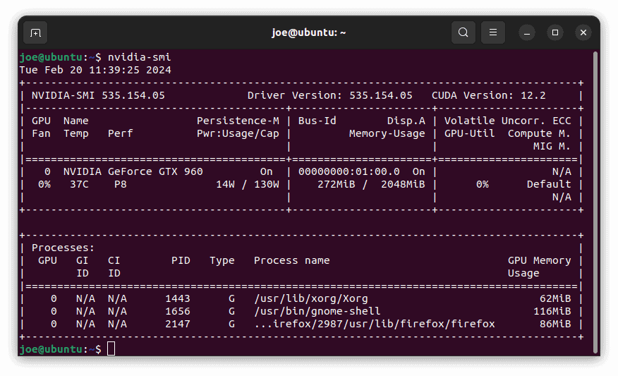 nvidia smi output