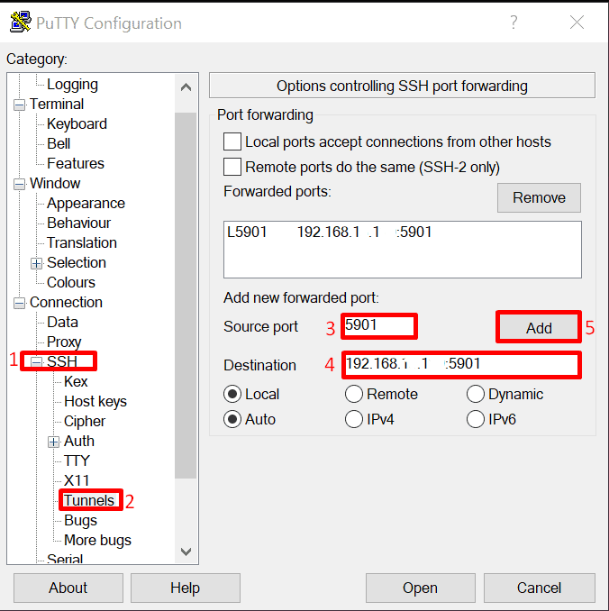 PuTTY SSH Tunneling