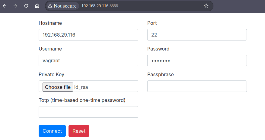 Connecting Via WebSSH