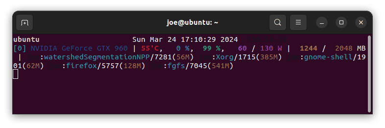 gpustat extended output