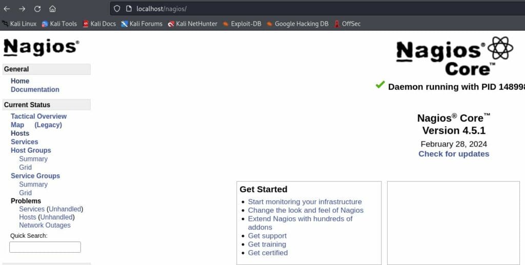 Web Interface of Nagios