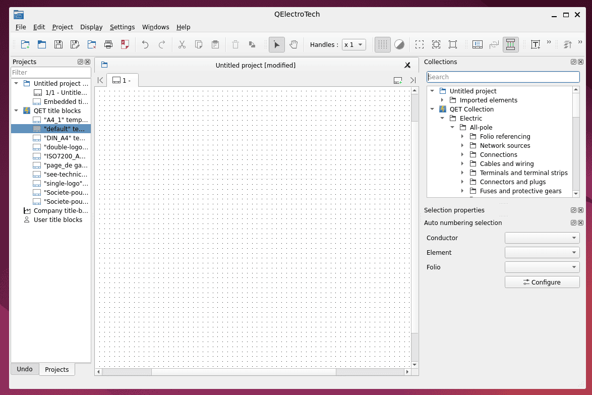 main interface of qelectrotech linux tool